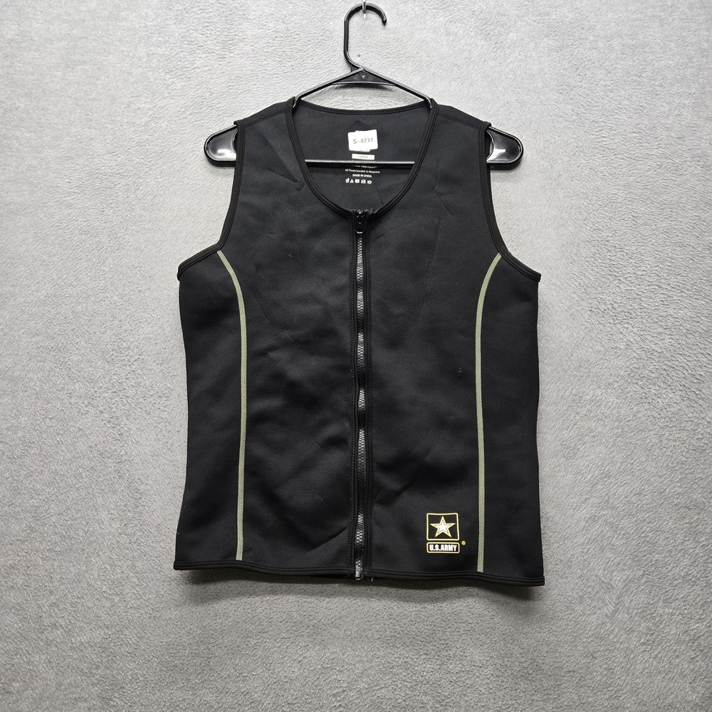 U.S. Army Women Vest L Black Logo Activewear Zipper Sleeveless Fitted